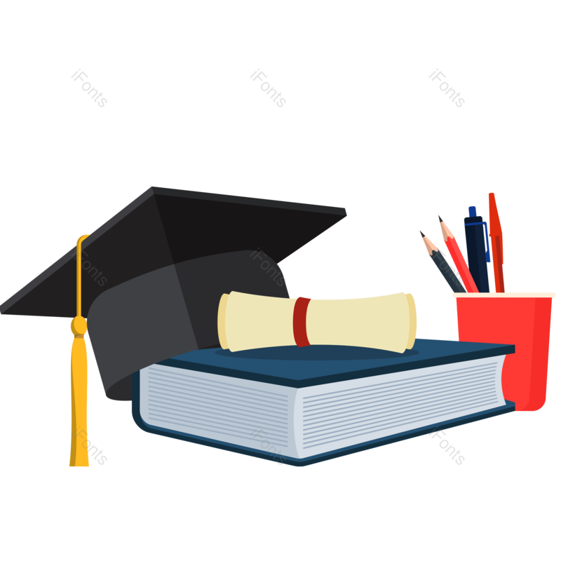 学习图片,博士帽元素,书本PNG,免抠素材